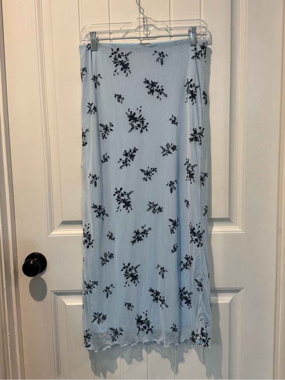 No Boundaries Light Blue Maxi Skirt with Floral Print